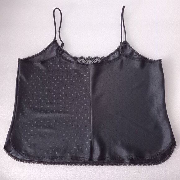 Warner's Y2K Black Camisole Lace Sleek Smooth Top Satin Feel  Lingerie Sz M M - Picture 7 of 7